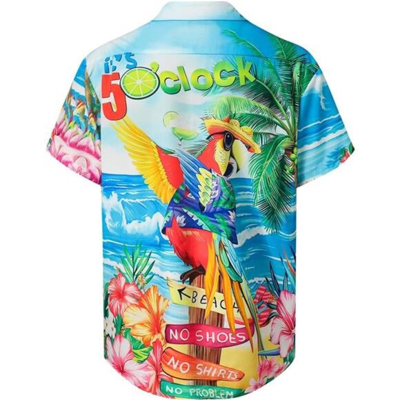 Hardaddy Men's Summer Hawaiian Shirts Funny Performence Printed ButtonDown Shirt - Picture 2 of 5
